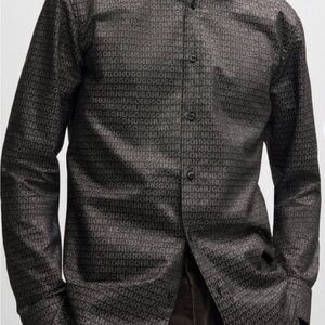 HUGO Jacquard Logo Button-Up Shirt
